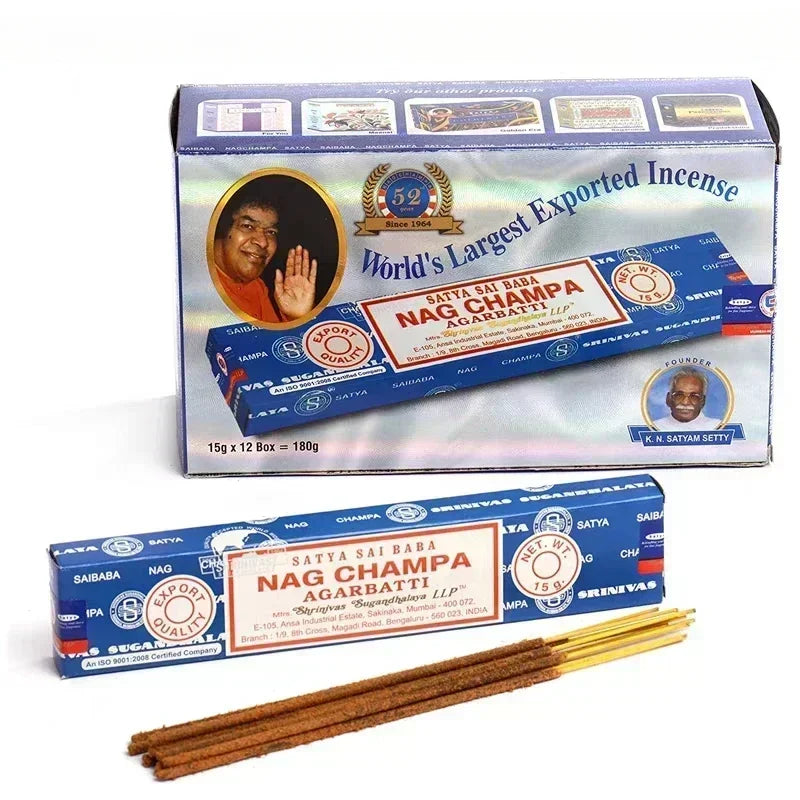 NAG Champa Indian Incense Collection Satya Handmade Sticks with Flavors Refreshing Medicinal Aromas for Home and Meditation