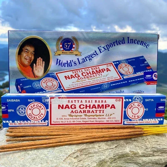 NAG Champa Indian Incense Collection Satya Handmade Sticks with Flavors Refreshing Medicinal Aromas for Home and Meditation